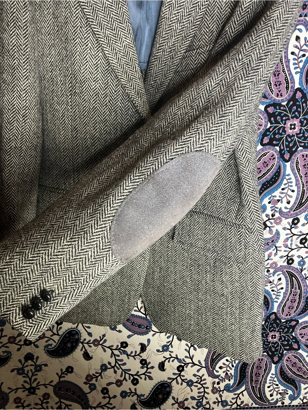 Harris Tweed VTG herringbone elbow pads blazer 42
